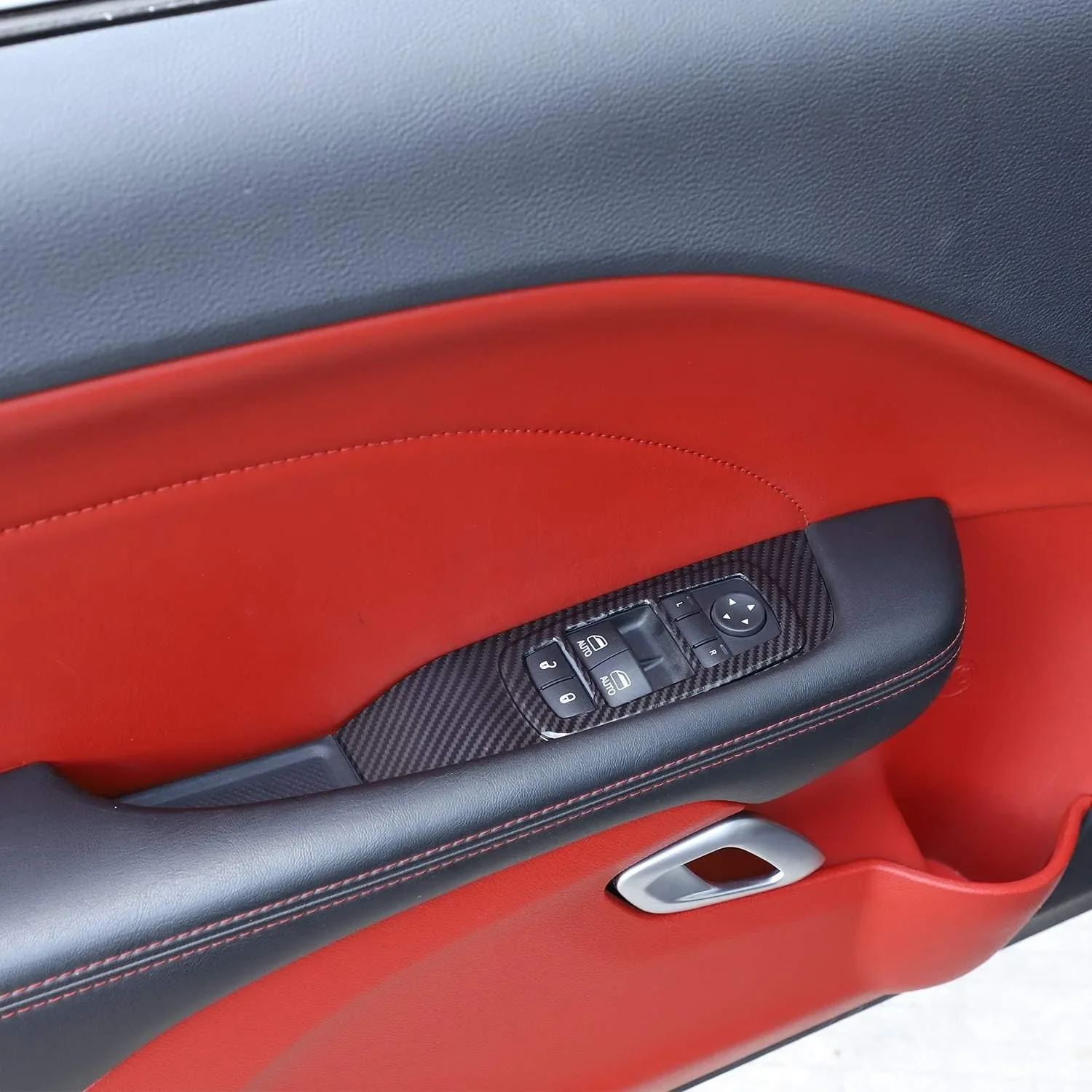 Dodge Challenger 2015-2023 embellecedor de elevación de ventana cubierta de Panel de interruptores accesorios embellecedores fibra de carbono para Dodge Challenger 2015-2023 - imagen 4