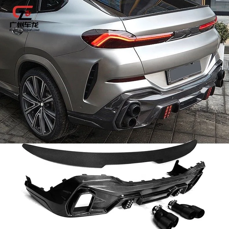 Kit de carrocería de coche de fibra de carbono para BMW X6 G06 a estilo LD labio delantero con luces - imagen 4