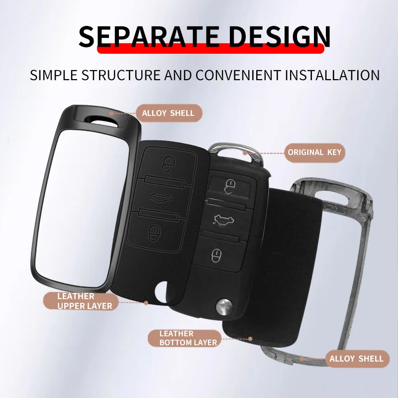 Funda llave coche piel y metal – VW Polo Golf 4 5 Octavia - imagen 5