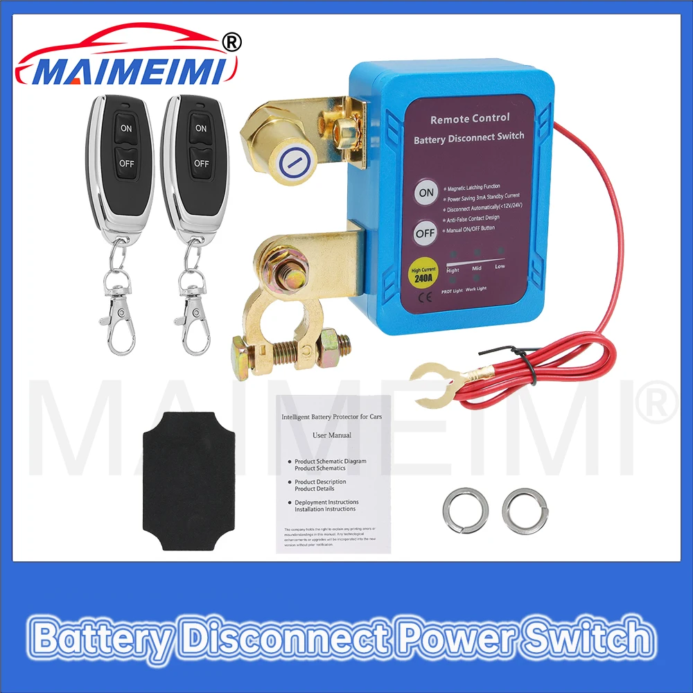 Interruptor de desconexión de batería remota inalámbrica, interruptor de corte maestro de relé con interruptor de Control remoto para coche y camión