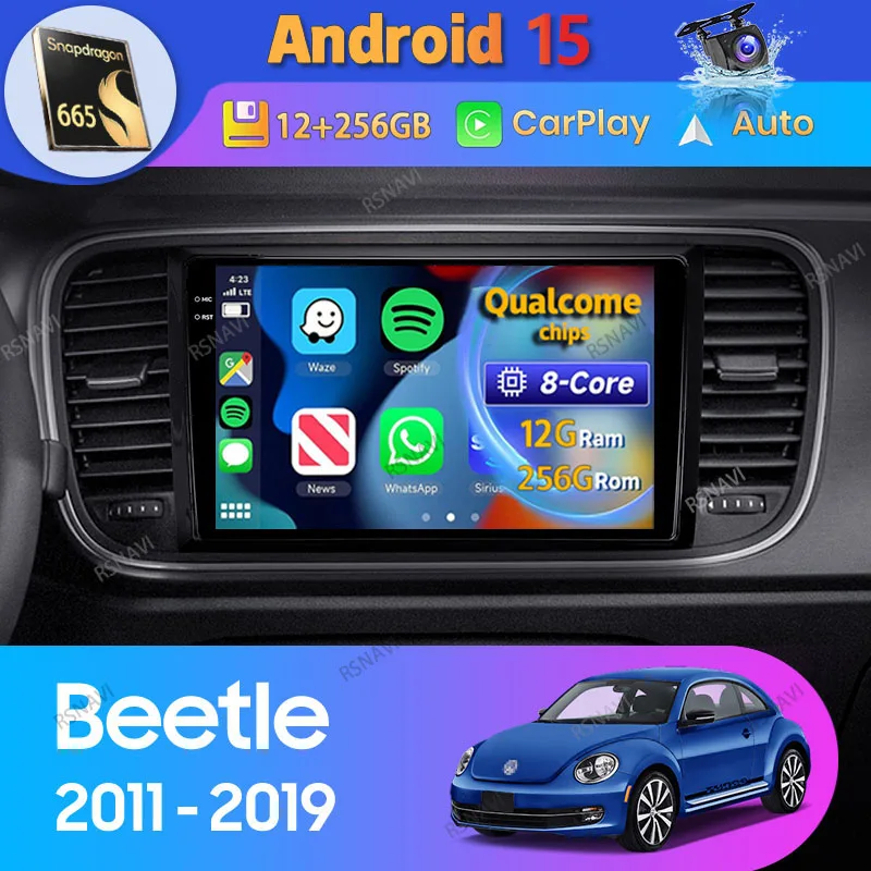Unidad multimedia doble DIN con CarPlay y Android Auto para Beetle A5