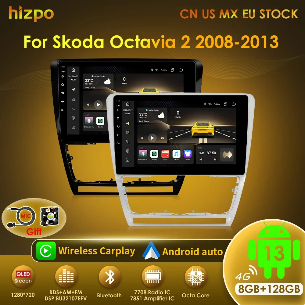 Autoradio Android 13 2 DIN GPS 10,1" para Skoda Octavia A5
