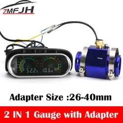 Medidor temperatura agua LCD con voltímetro 12/24 V, sensor 1/8 NPT