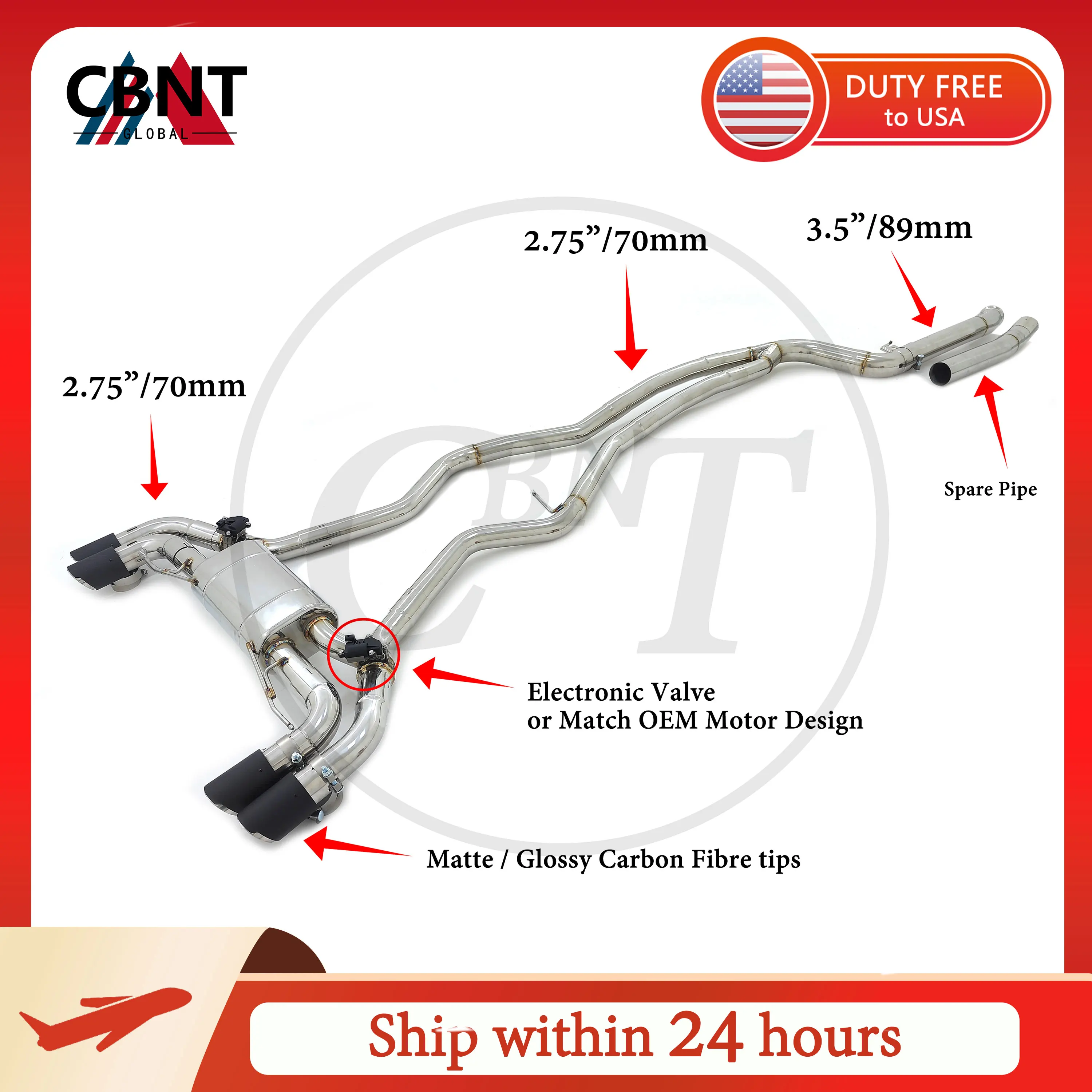 Escape catback CBNT con válvula para BMW M240i M340i M440i B58
