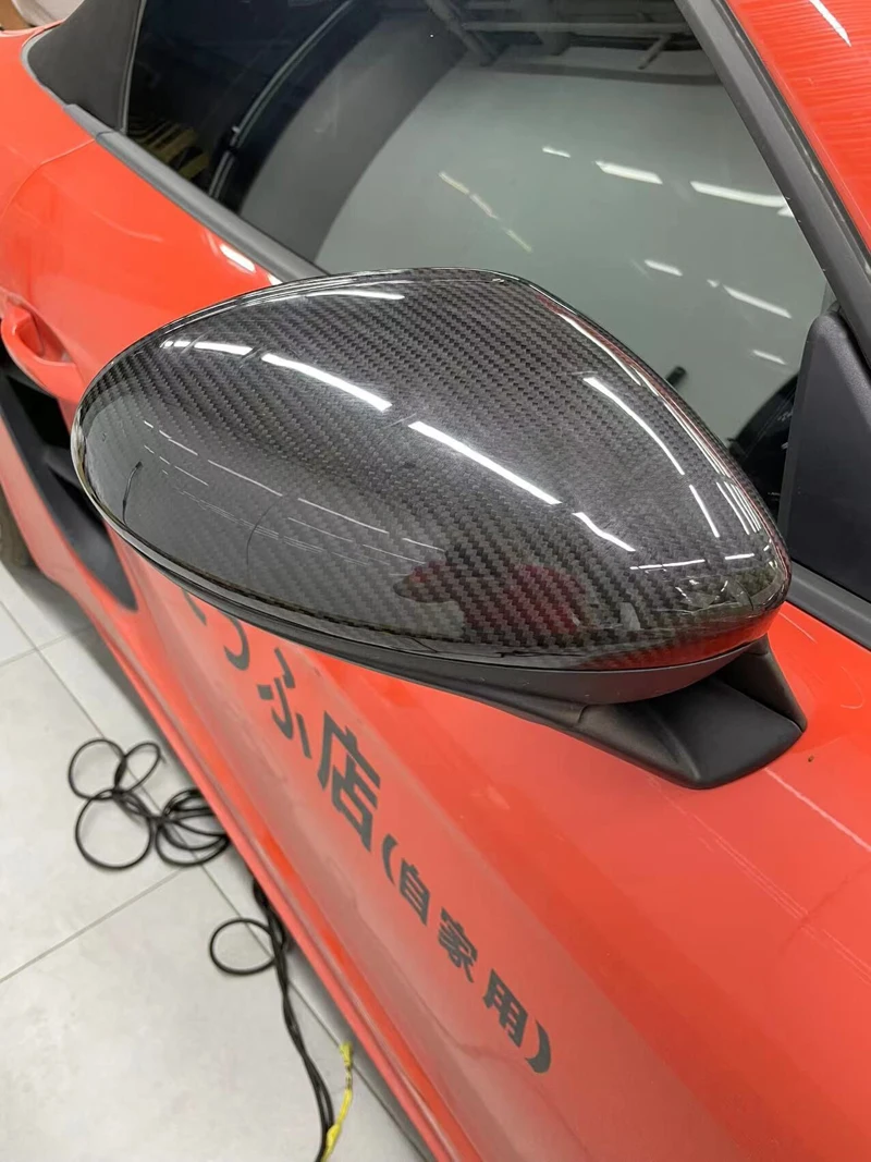 Cubierta de espejo lateral de fibra de carbono de repuesto DRY para Porsche Cayman 718 Boxster Cayman - imagen 4