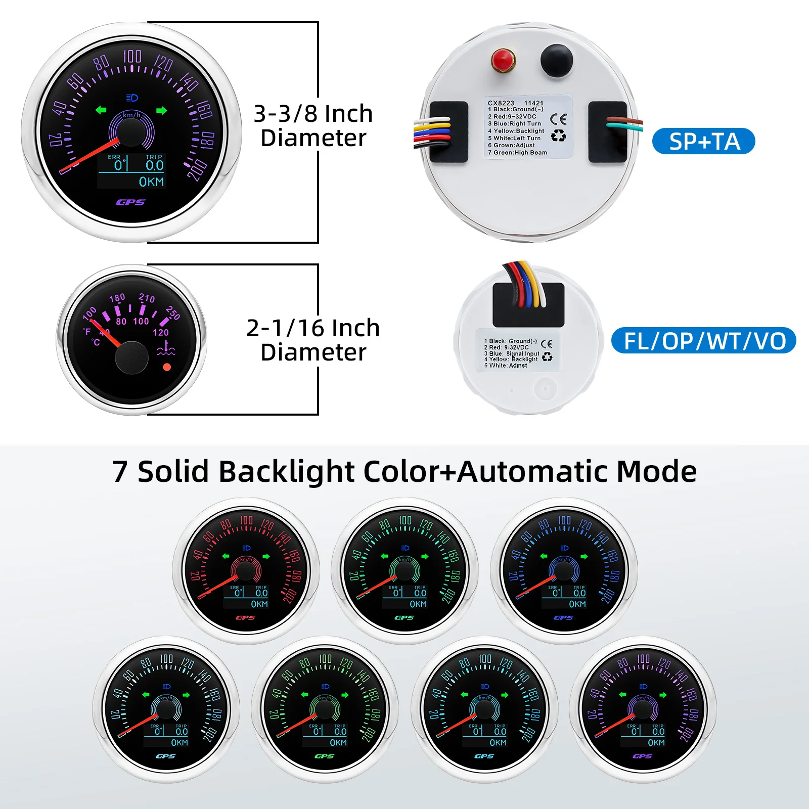 Velocímetro GPS y tacómetro para coche – relojes con sensor - imagen 2