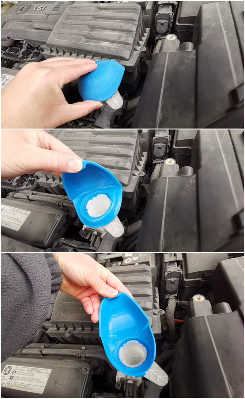 Tapa azul para el depósito del líquido limpiaparabrisas