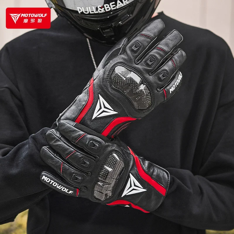Guantes Térmicos de terciopelo para montar en motocicleta, funda protectora de fibra de carbono, a prueba de viento, a prueba de caídas, guantes de cuero para pantalla táctil, 3M, Invierno
