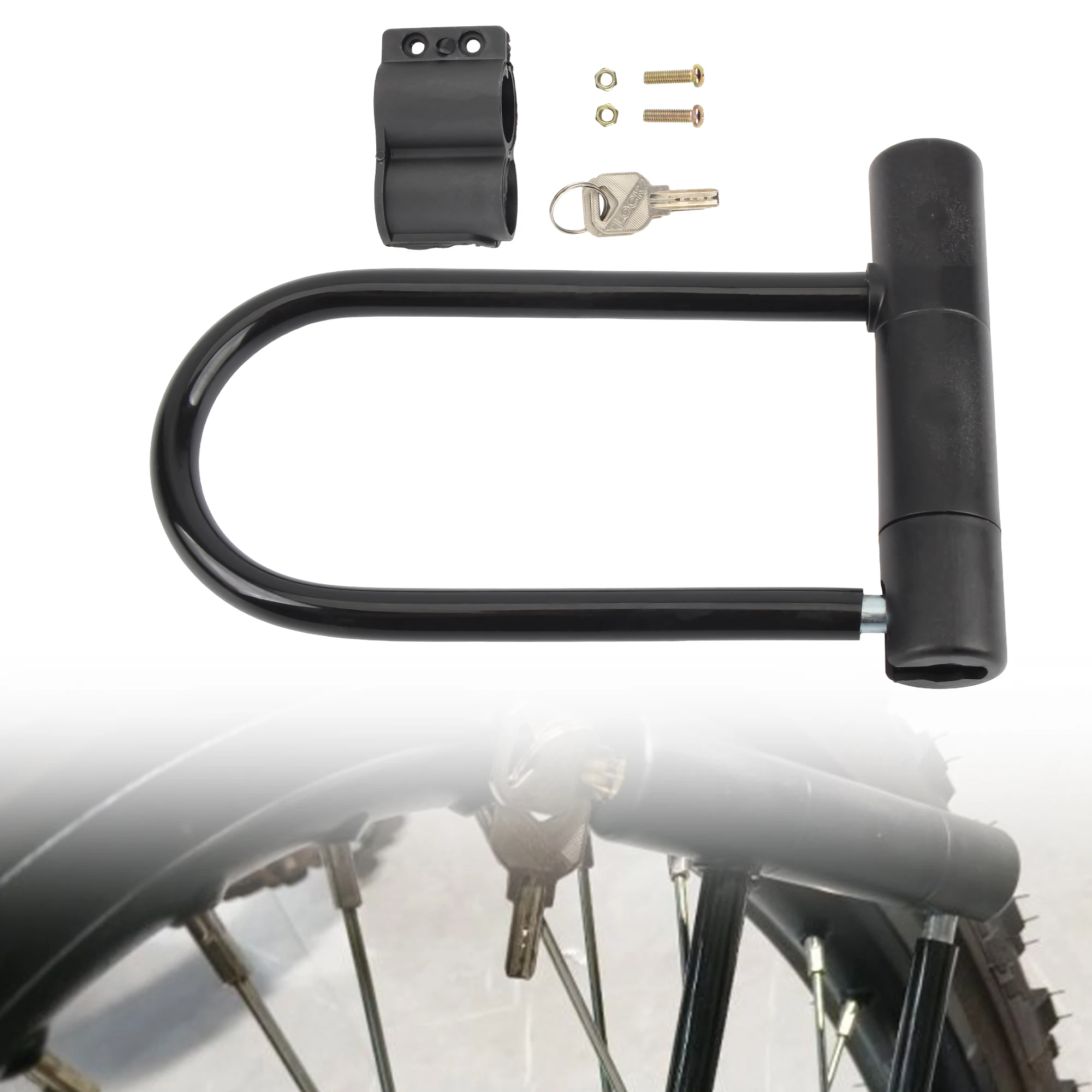 Candado antirrobo para moto con llave y soporte de montaje - imagen 3