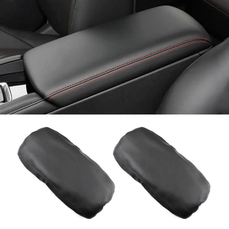 Para Mazda 3 2019 2020 2021 tapa de consola central Interior de coche cubierta de caja de reposabrazos embellecedor protector de cuero de microfibra negro