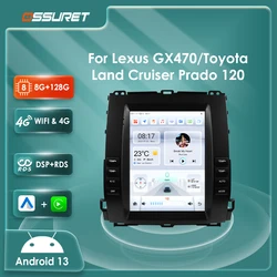 Radio 2 DIN Android 13 con CarPlay para Toyota Prado 120 y Lexus GX470