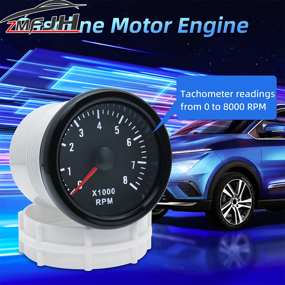 Tacómetro AD 52 mm 0-8000 rpm LED para motores de gasolina