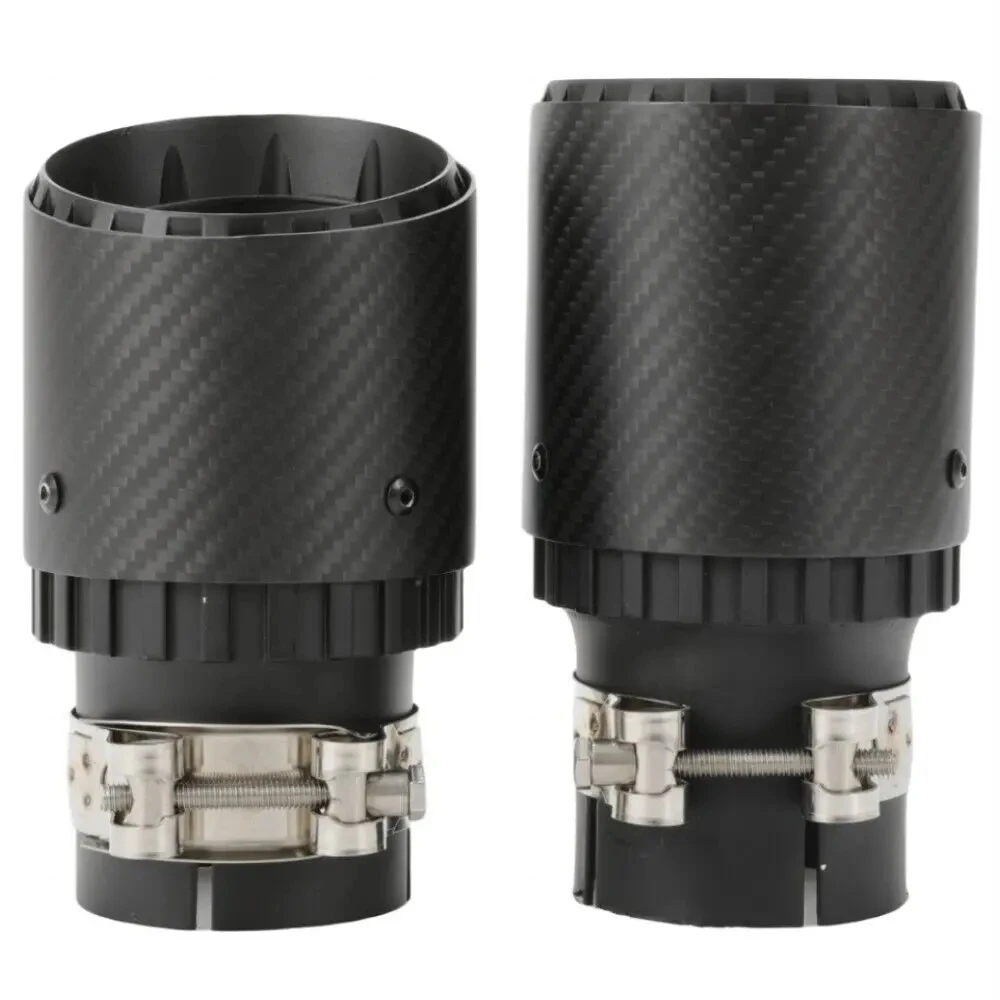 Tubo de escape negro para modificación de coche, punta de acero inoxidable con silenciador de fibra de carbono mate, 1 piezas - imagen 5