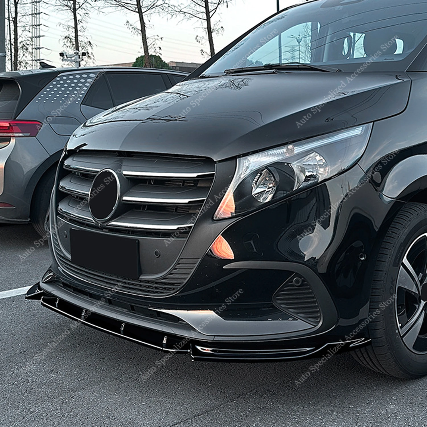 Maxton divisor parachoques delantero negro brillante – Mercedes Clase V W447