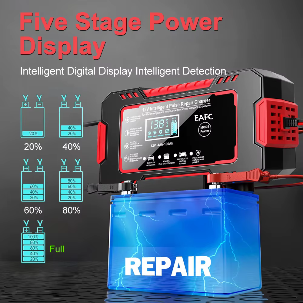 Cargador batería inteligente 12V 6A LCD – AGM, GEL y plomo-ácido - imagen 2