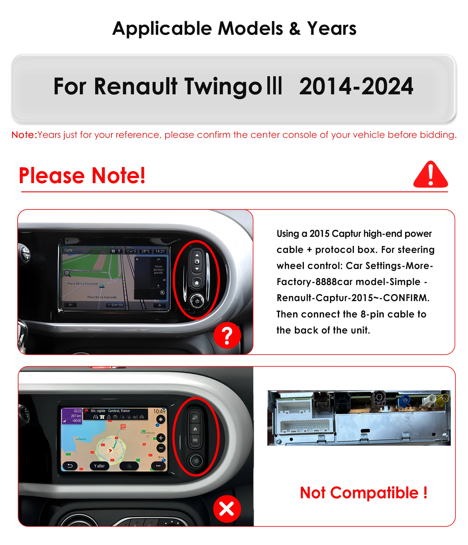 Renault Twingo III 2014-2024 autorradio Android CarPlay 9"-13" multimedia - imagen 2