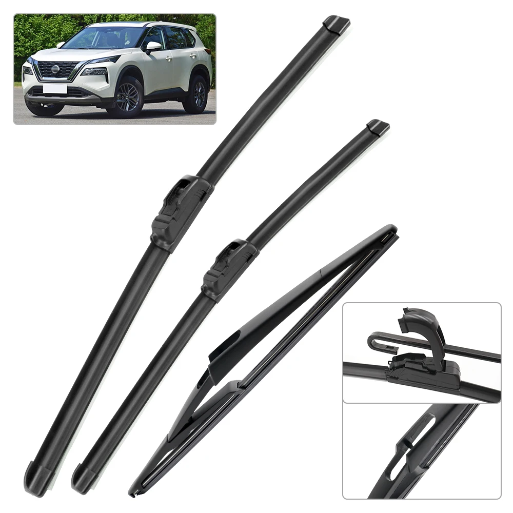 Para Nissan x-trail T33 2021-2025 2022 2023 2024 limpiaparabrisas limpiaparabrisas delantero y trasero cepillos de ventana 26 "+ 17" + 12" - imagen 2