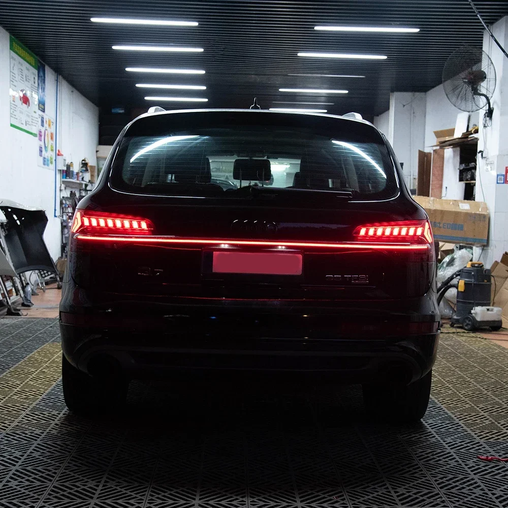 Luces traseras de coche para Q7 2006-2015 actualización 2023 LED conjunto de lámparas traseras automáticas a través de luz de flujo dinámica lámpara trasera