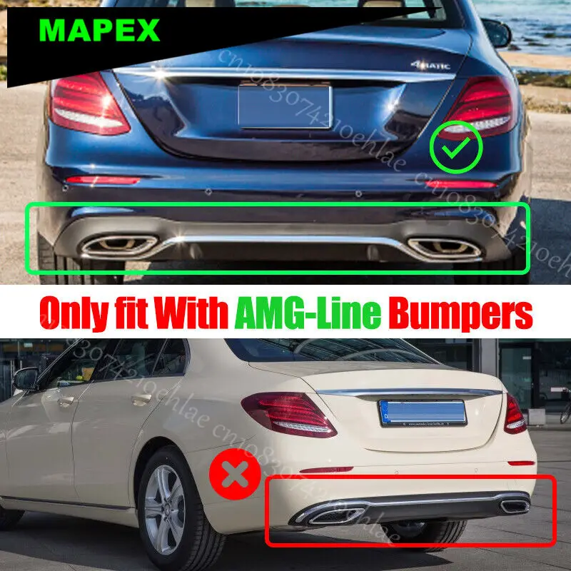 Difusor de parachoques trasero negro brillante, labio para Mercedes Benz W213 2016-2020, tipo AMG - imagen 3