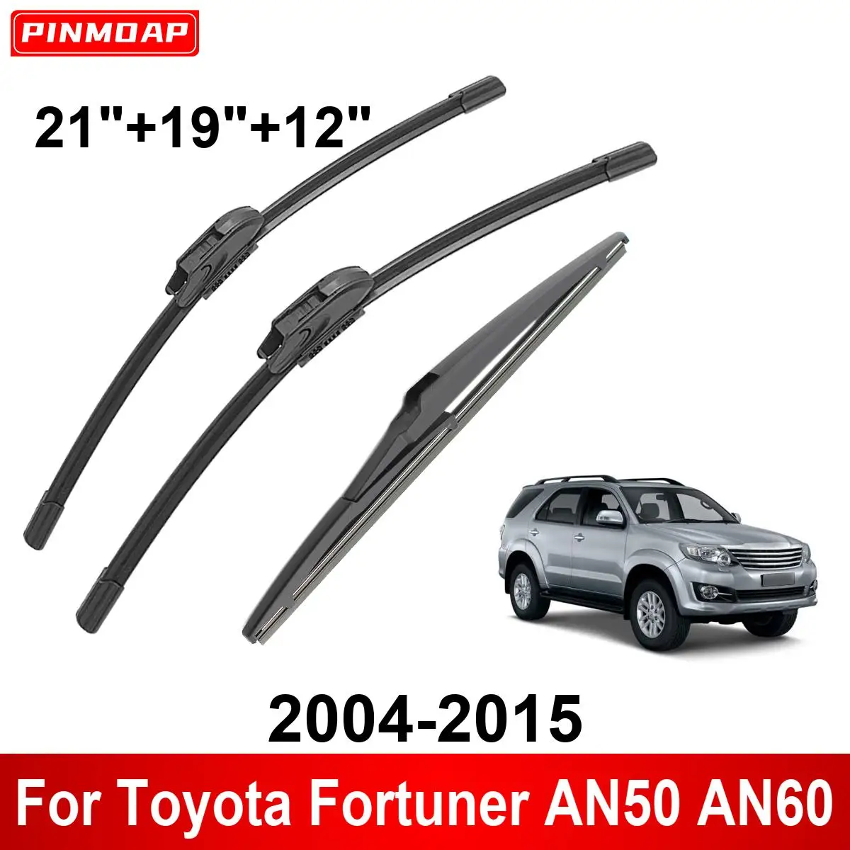 1/2/3/4/6 Uds limpiaparabrisas de coche para Toyota Fortuner AN50 AN60 2004-2015 limpiaparabrisas delanteros y traseros cepillos accesorios para automóviles 2012 2013 2014
