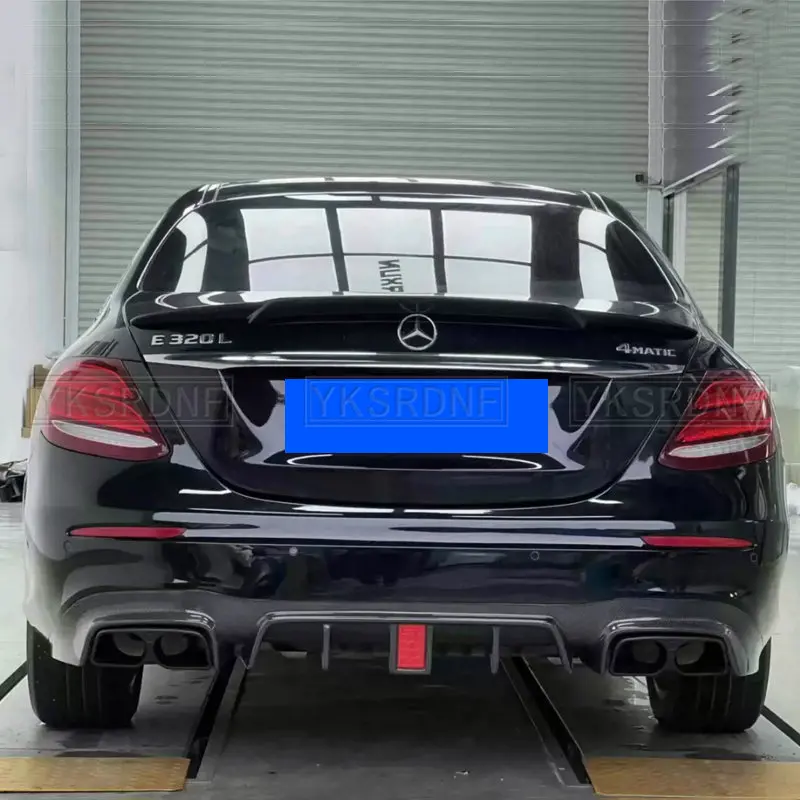 Para Mercedes Benz Clase E W213 E200 E300 E400 E550 2017 a 2020 alerón de fibra de carbono para coche alerón de Color negro estilo BOS - imagen 2