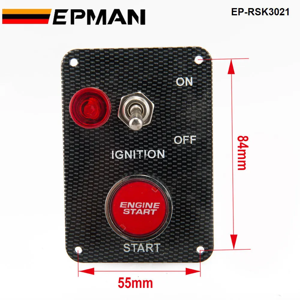 Botón arranque EP-RSK3021 + panel palanca fibra carbono 12V Drift - imagen 2