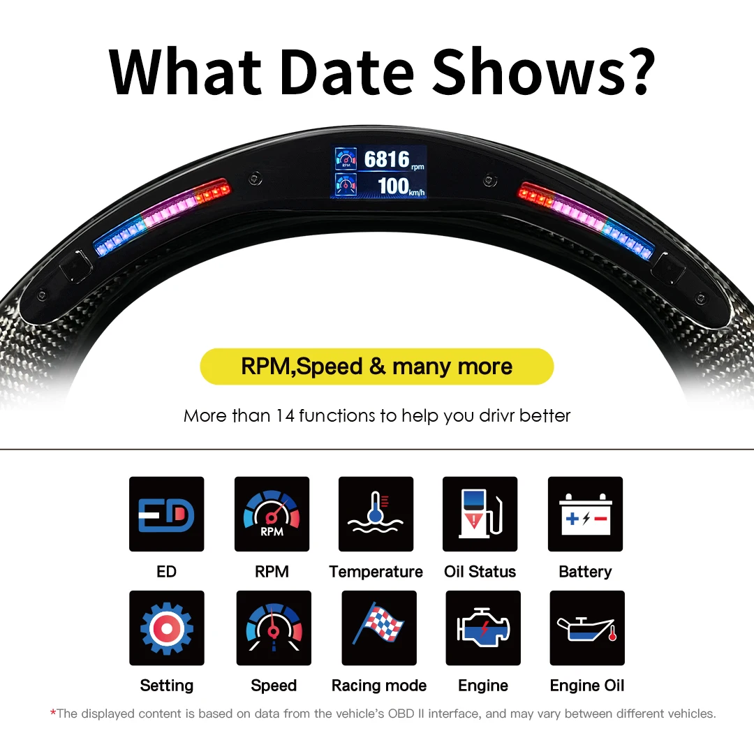 Volante LED Smart Galaxy Pro personalizado de fibra de carbono TDD para Mazda RX5 - imagen 3