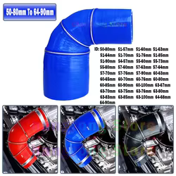 Manguera intercooler silicona reductora 90° azul y roja codo