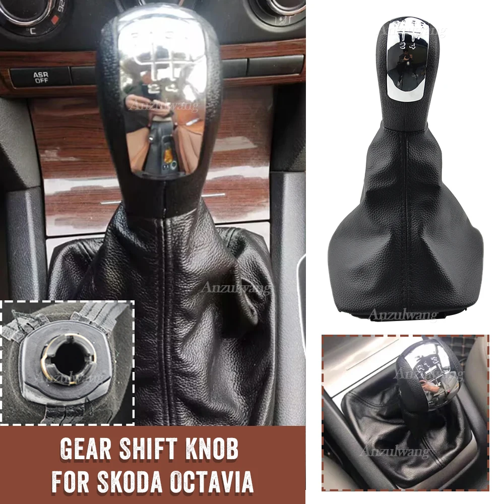Pomo palanca de cambios y funda cuero automático Skoda Octavia 2 A5 - imagen 5