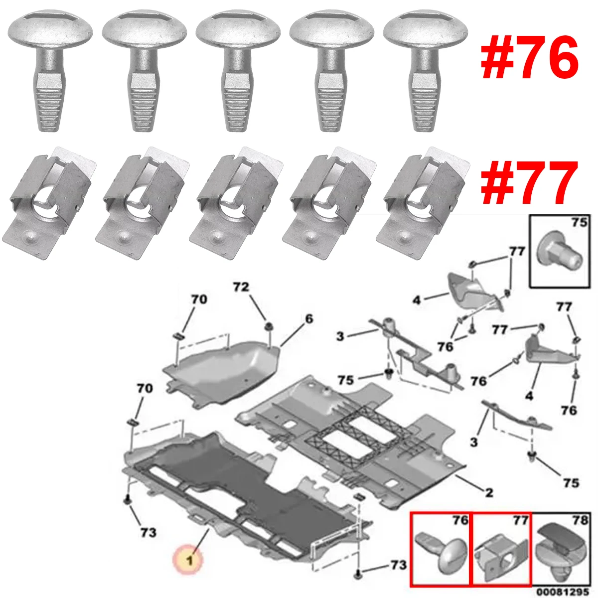 Clips bandeja inferior motor Peugeot 206/207 y Citroën C2/C3 - imagen 4