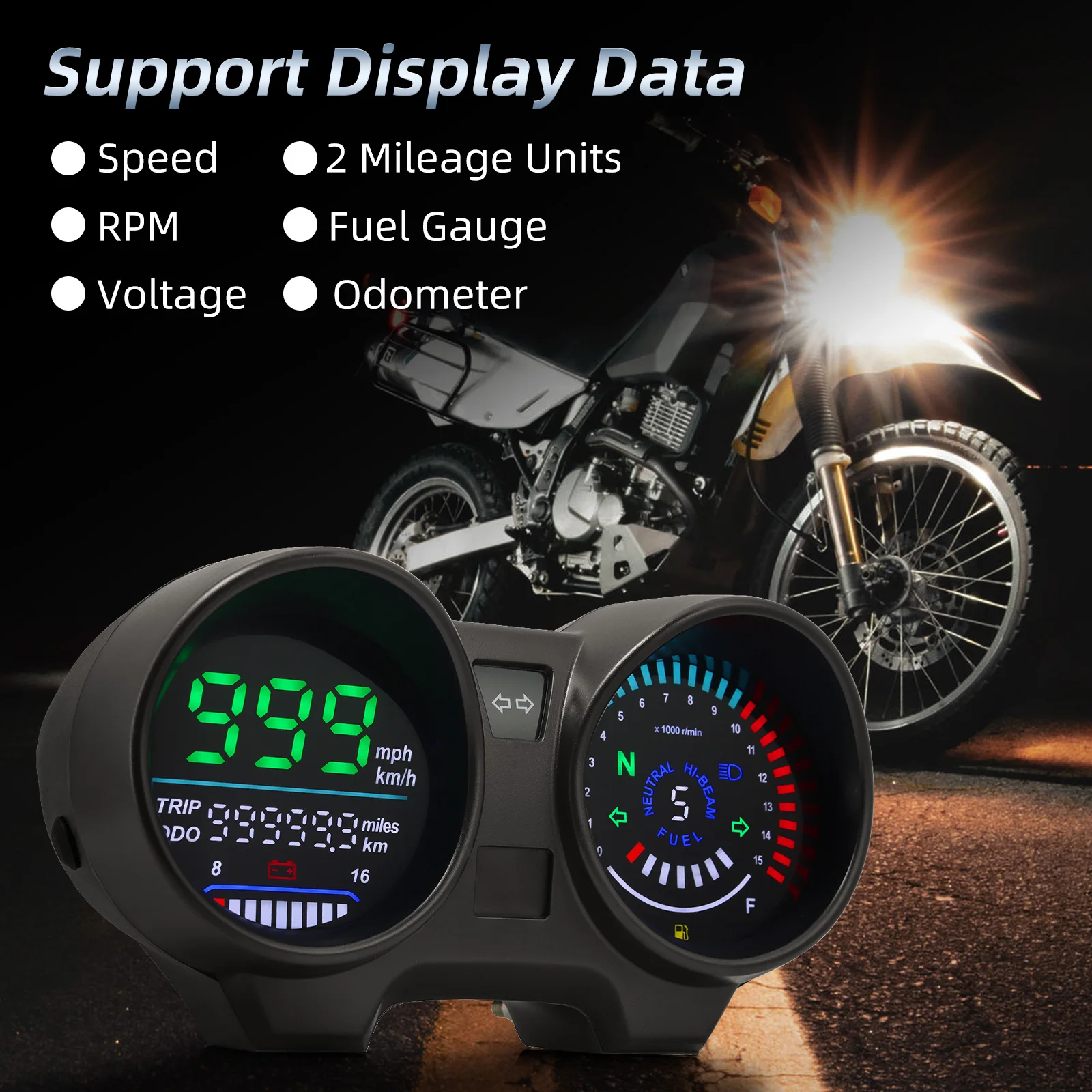 Velocímetro digital LED verde Honda CG 150 Titan/Fan 2010-2012 - imagen 5