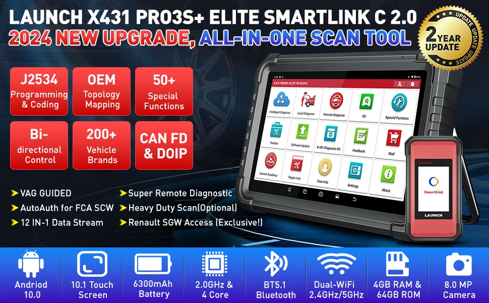 LAUNCH X431 PRO3S+ ELITE vista frontal