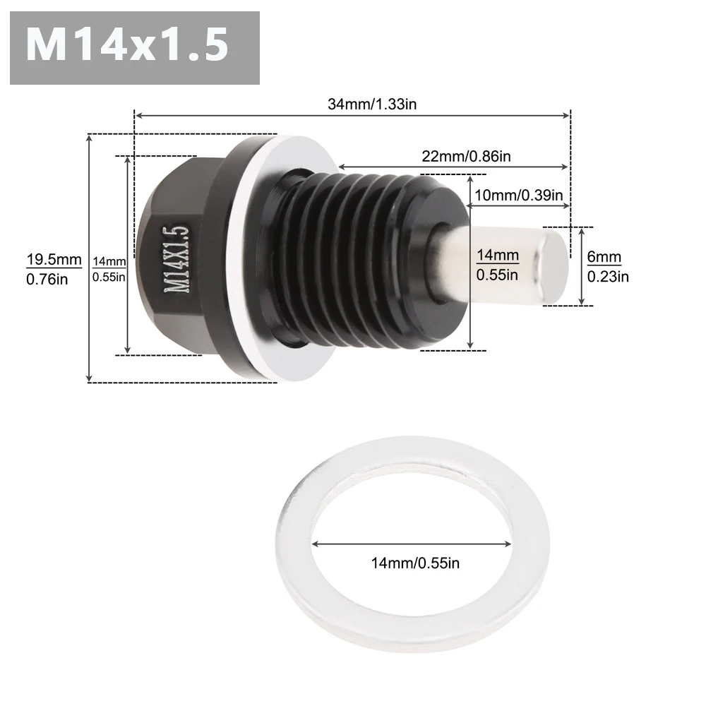 Tapón de drenaje de aceite magnético de aluminio con junta – Ford - imagen 3