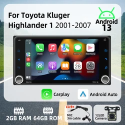 Radio 2DIN multimedia Android Auto CarPlay Toyota Kluger Highlander