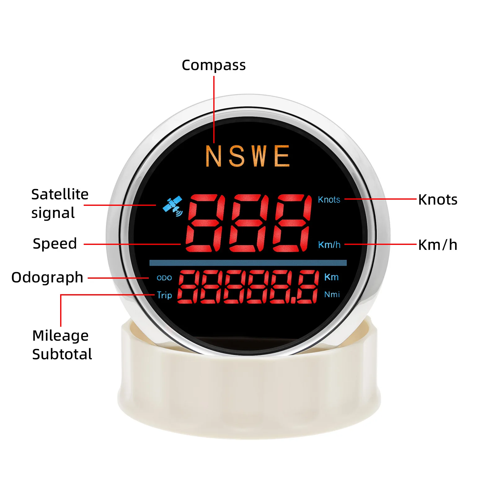 Medidor de velocímetro GPS Digital de 85mm con antena GPS Km/H MPH nudos NSWE para Moto de coche marino - imagen 4