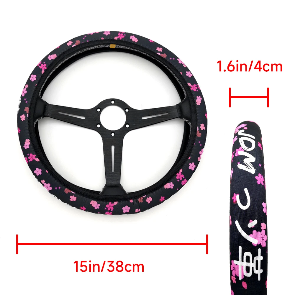 Funda de volante JDM estilo japonés neopreno antideslizante 15" - imagen 2