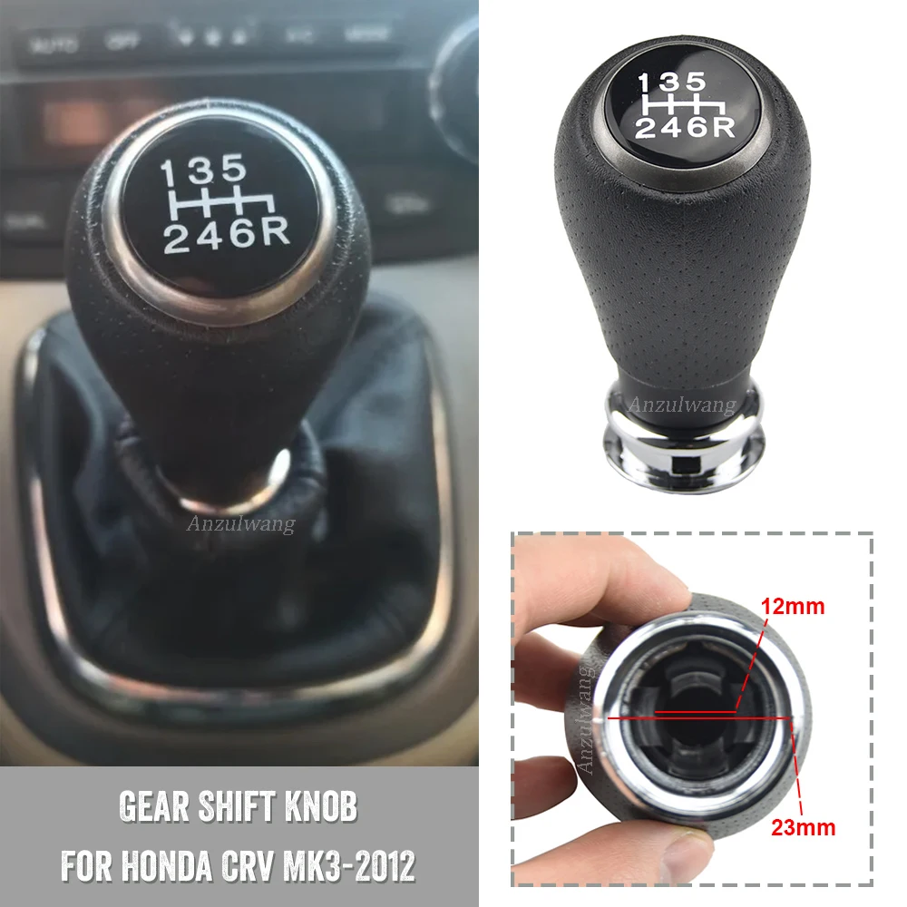 Perilla de cambio de cuero negro para Honda CR-V III 2006-2012