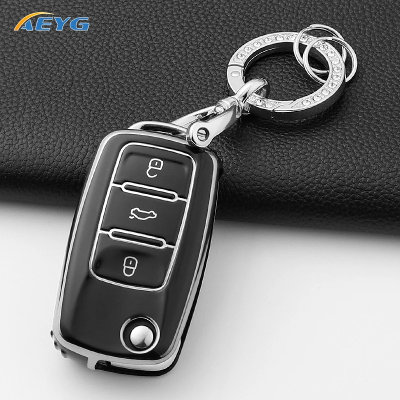 Funda de TPU para llave de coche, carcasa completa para Volkswagen, VW, Bora, Polo, Tiguan, Jetta Passat, B5, B6, B7, Golf Beetle, Skoda, Octavia