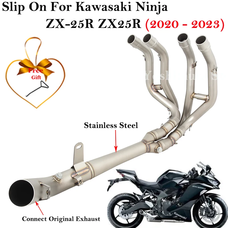 Escape Kawasaki ZX-25R inoxidable con tubo enlace silenciador 2020-2023