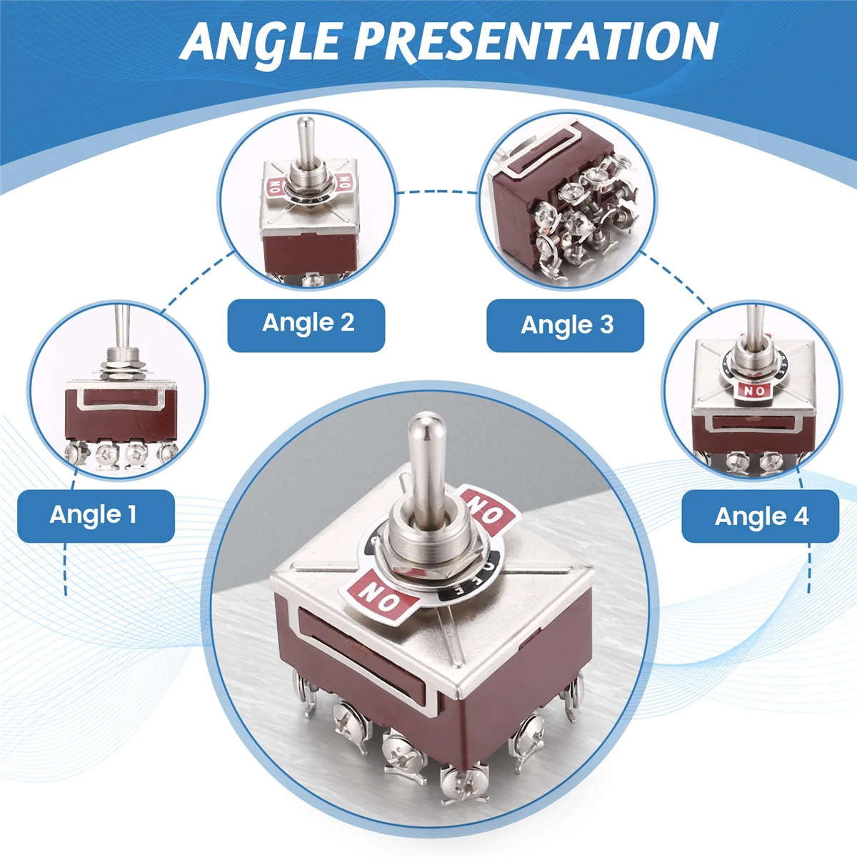 Interruptor de palanca para enganche 4PDT 380V 10A ON/OFF/ON - imagen 5