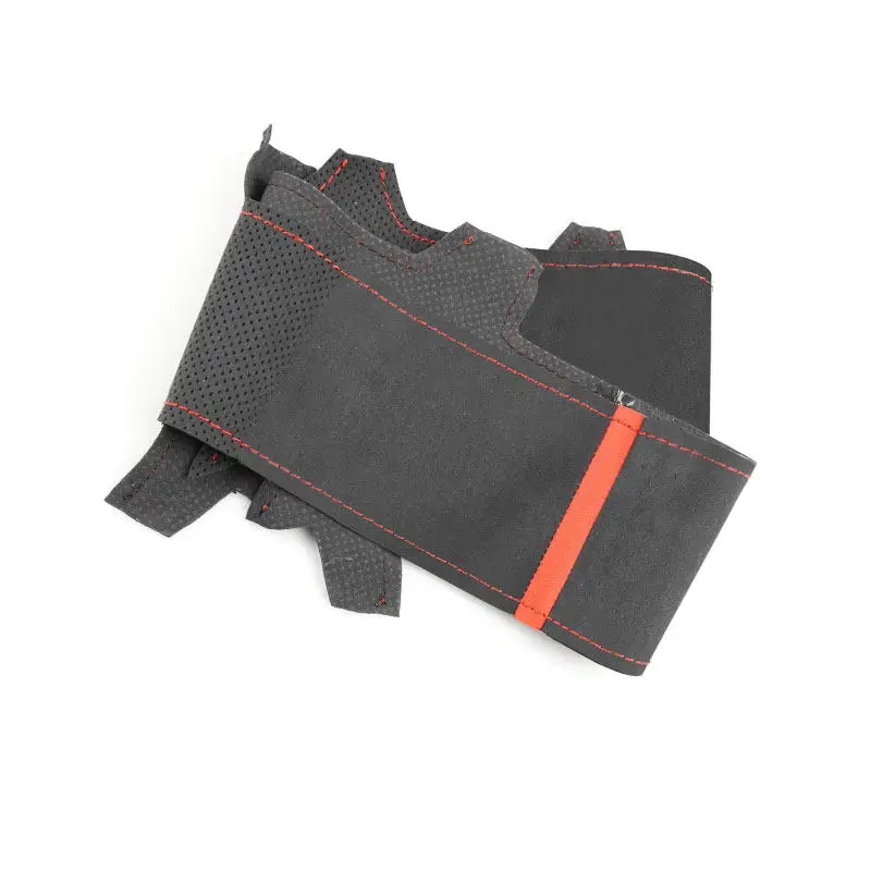 Funda de volante de ante negro y rojo para Jeep Compass 2012-2014 - imagen 2