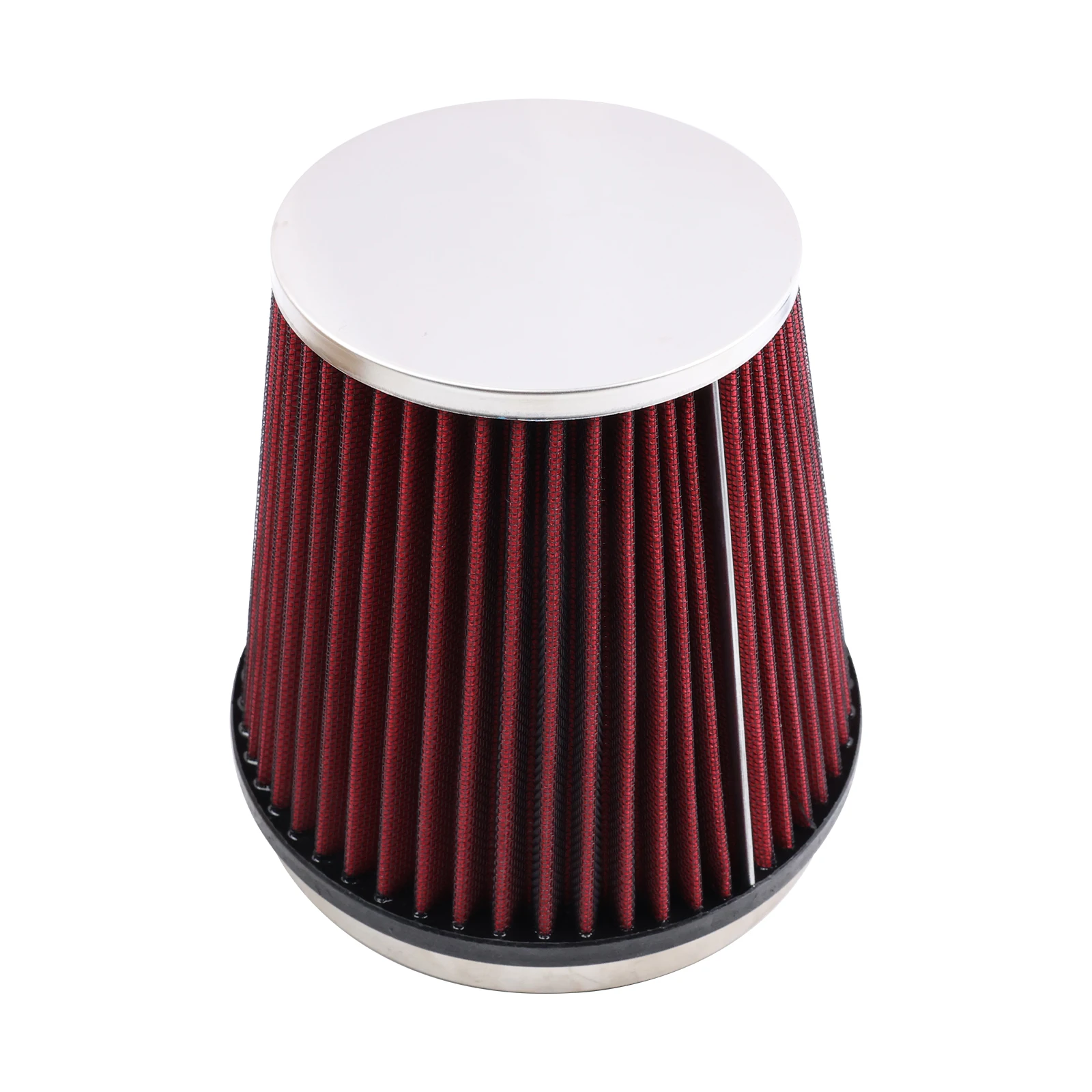 Filtro de aire cónico lavable con abrazadera, rojo, 6 pulgadas