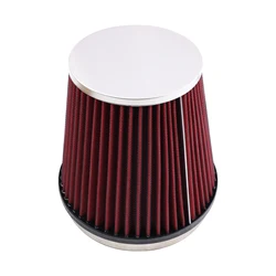 Filtro de aire cónico lavable con abrazadera, rojo, 6 pulgadas