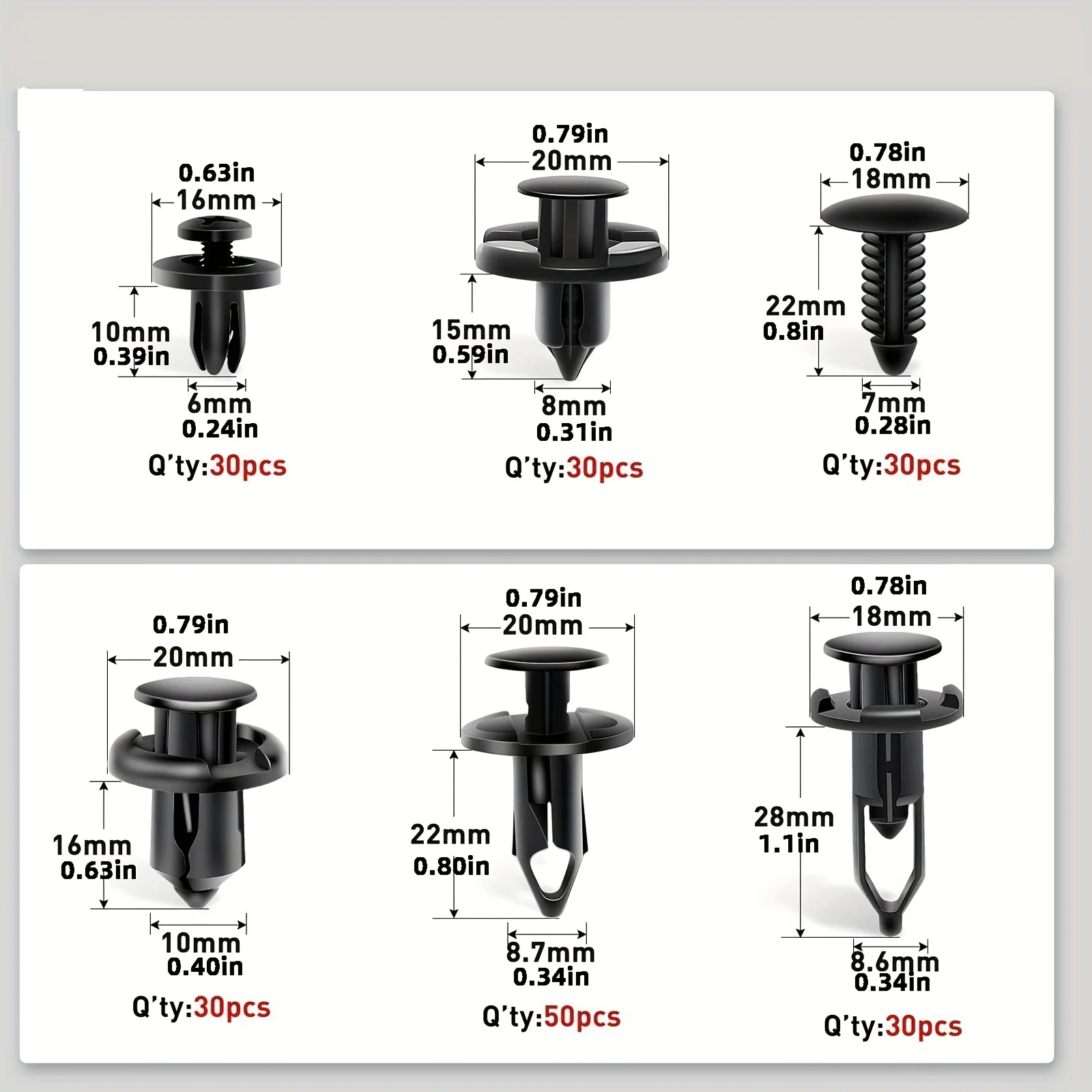 200 Uds Clip de fijación de coche Universal seis tipos de mezclado para Nissan Ford Honda Toyota parachoques Push remache Clip herramientas de extracción de piezas de automóvil - imagen 2