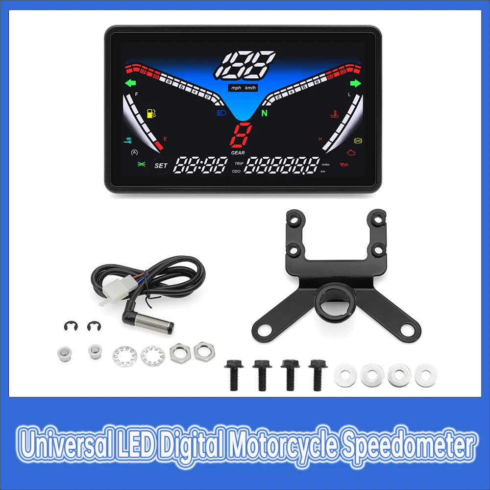 Velocímetro Digital LCD Universal Moto – Tacómetro RPM y Sensores Agua