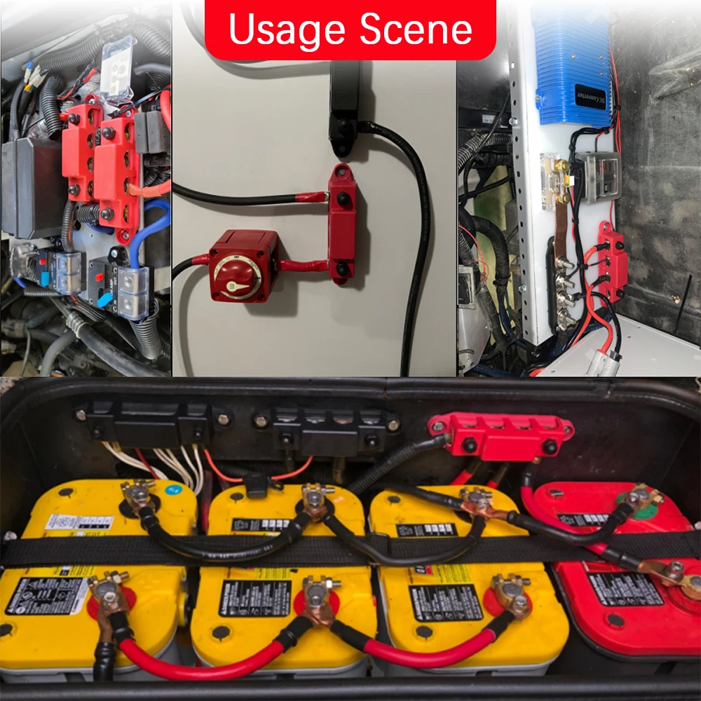 5/16 "3/8" pernos M8 M10 perno 4 vías 48V 250A DC bloque de distribución de energía barra colectora para barco camión RV caravana coche electrodundación - imagen 4