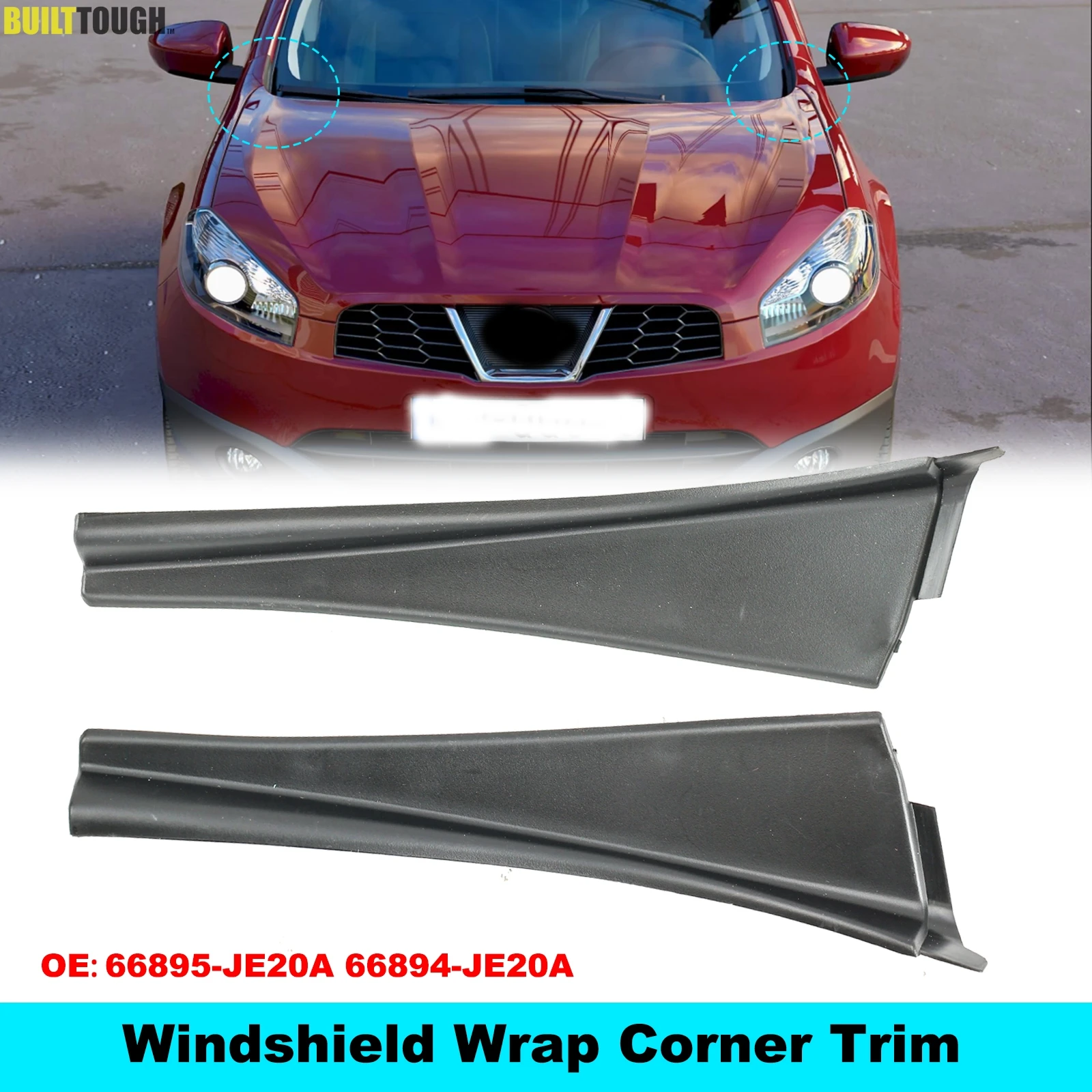 Nissan Qashqai tapa embellecedora limpiaparabrisas delantero 2008-2015
