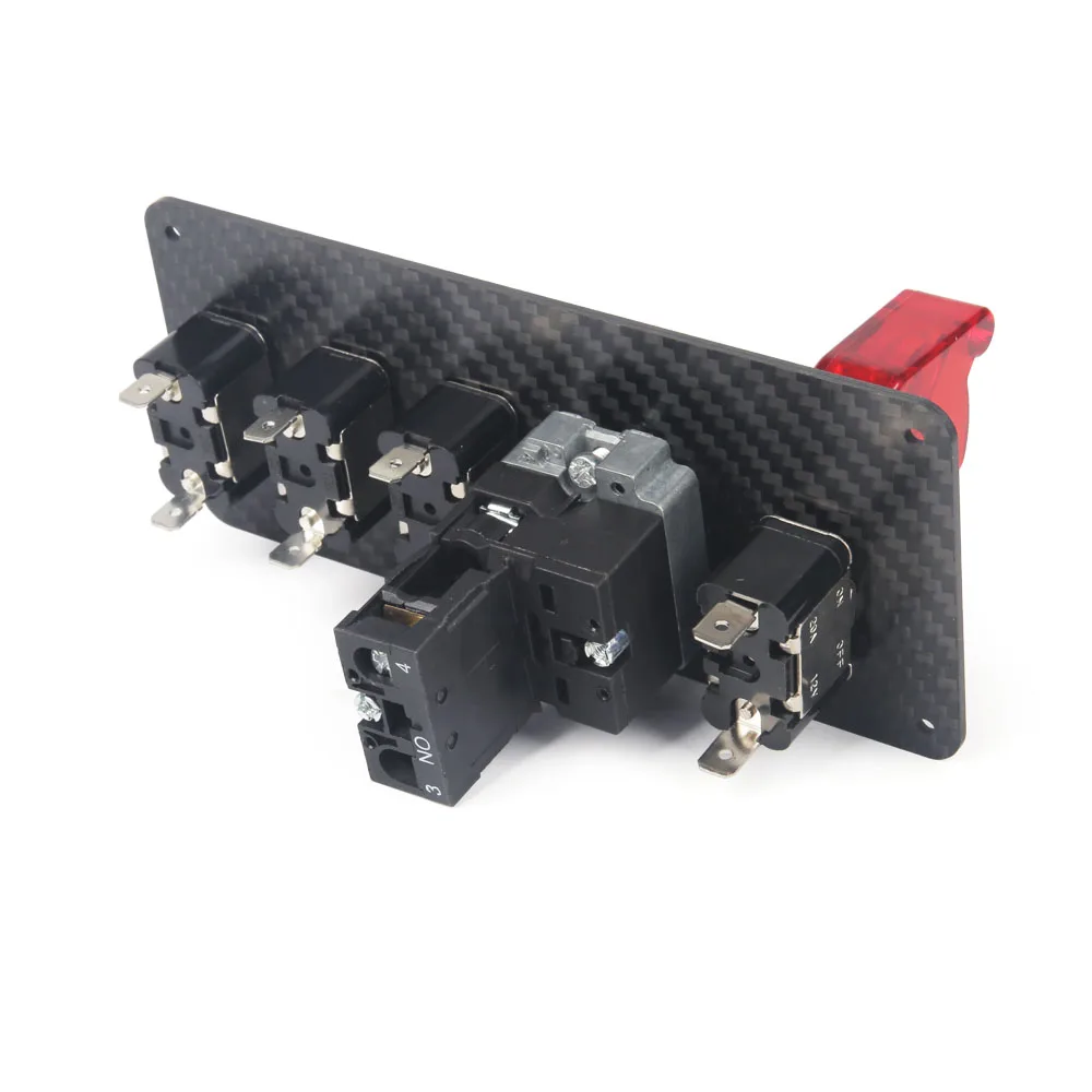 Panel interruptor de encendido 12V fibra de carbono LED 5 botones - imagen 2