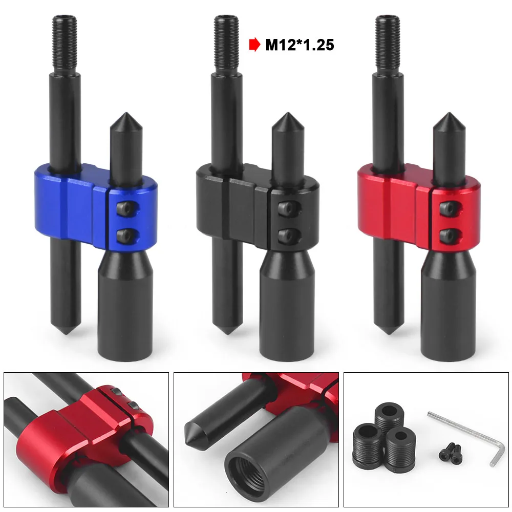 Extensor palanca de cambio M12x1.25 aluminio negro ajustable con adaptadores