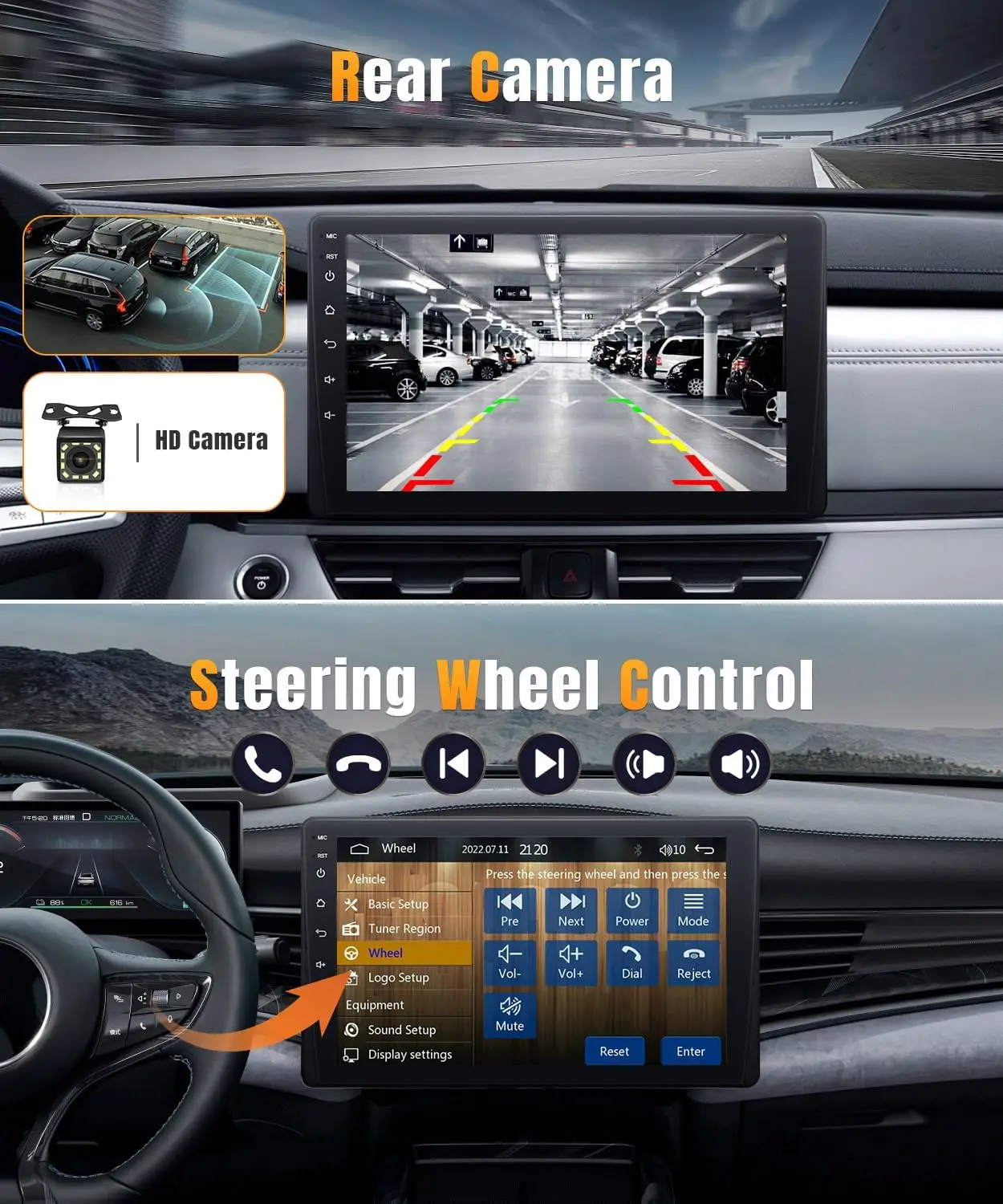 Autoradio 1 Din 9" Android Auto Apple CarPlay Bluetooth cámara retroceso FM - imagen 2